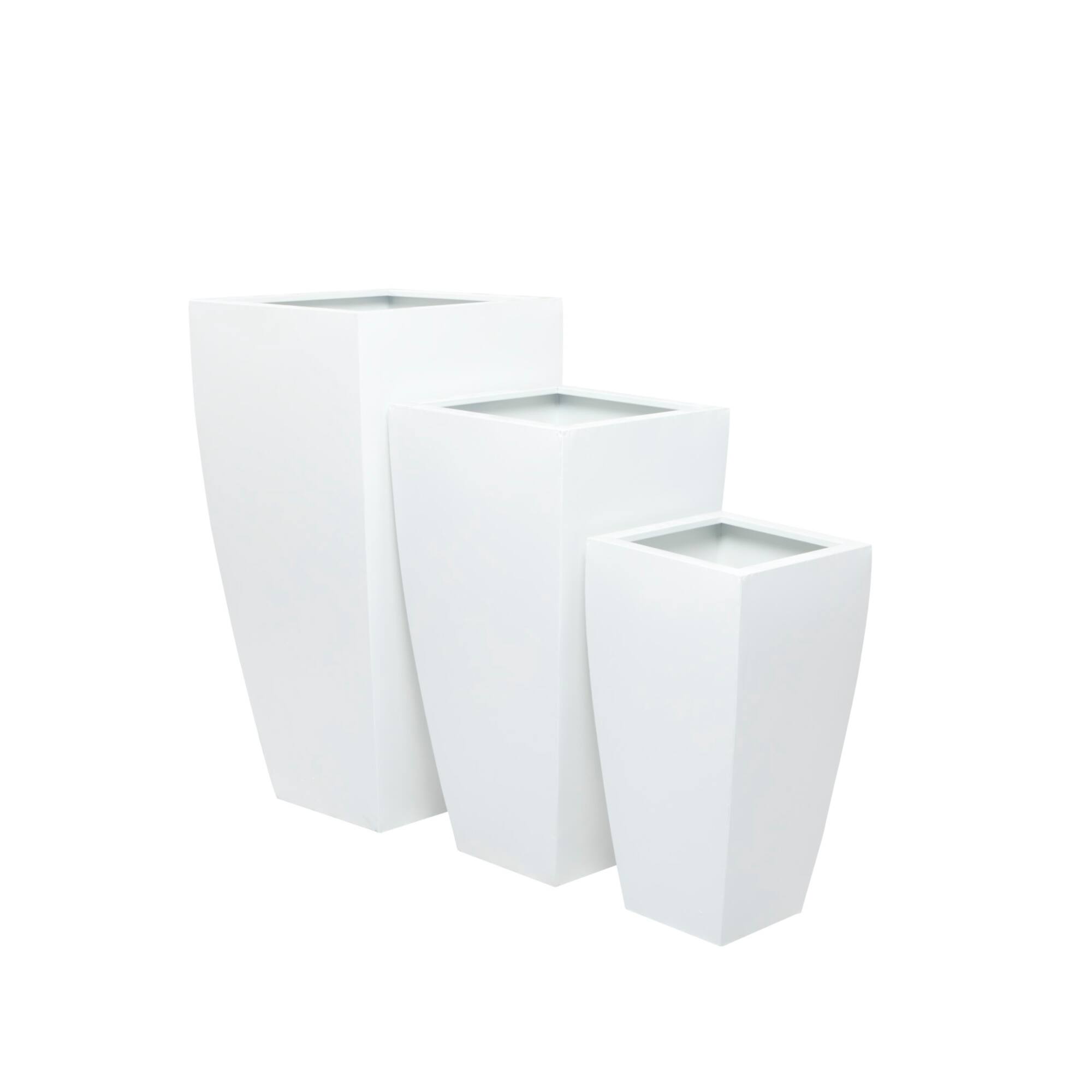 White Modern Planter, Set of 3" 30", 25", 20"